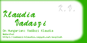 klaudia vadaszi business card